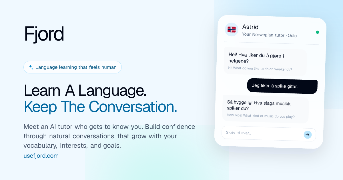 I built Fjord because language apps weren't giving me conversational confidence logo